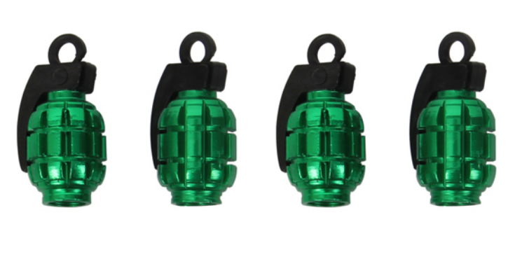 X-racing Valve Caps Green Grenade NM-VC001